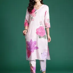 Indo Era Peach Printed Kurta and Pant Set-picture-13