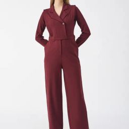 Iconic Red Polyester Solid Full Sleeves Jumpsuit-picture-48