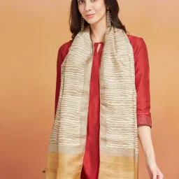 Fabindia Beige Printed Dupatta image 4