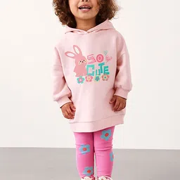 JC SPARKLE Girls Floral Printed Hooded Pure Cotton Sweatshirt With Leggings-picture-11