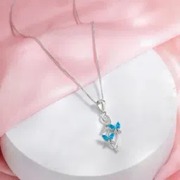 Zavya Blue Butterfly Rhodium Plated 925 Sterling Silver Pendants for Women-picture-35
