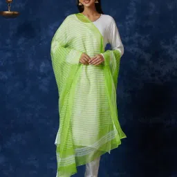 Fabindia Green Printed Dupatta-picture-24