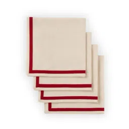 Home4U 'REN' Beige & Red Cotton 50 cm Napkin - Set of 4-picture-33