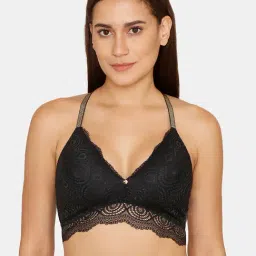 Zivame Black Lace Non-Padded Double Layered Bralette-image-58