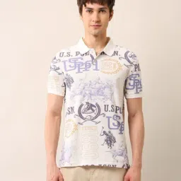 U.S. Polo Assn. Denim Co. White Cotton Slim Fit Printed Polo T-Shirt-picture-17