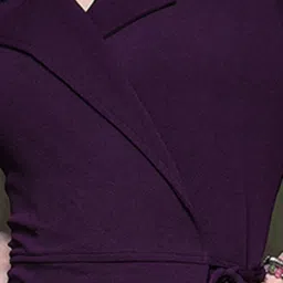 SELVIA Dark Purple Regular Fit Wrap Dress image 5