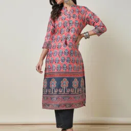 Soch Peach Printed Straight Kurta-image-18