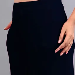 Lyra Navy Cotton Flared Pants image 5