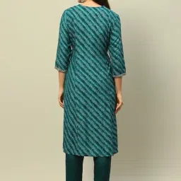 Rangriti Blue Printed Kurta Bottom Dupatta Set image 2