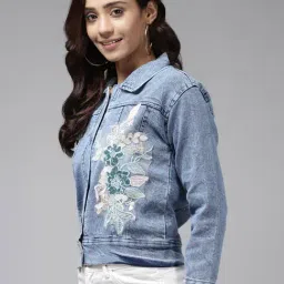 Aarika Blue Embroidered Jacket image 3