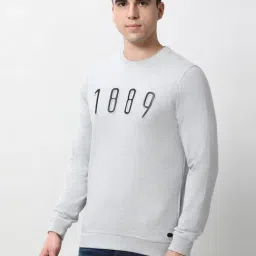 Peter England Grey Cotton Slim Fit Printed Sweatshirt image 3