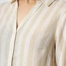 Van Heusen Beige Regular Fit Striped Shirt image 5