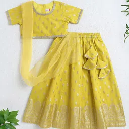 The Magic Wand Girls Printed Zari Work Ready To Wear Lehenga & Blouse With Dupatta-picture-30