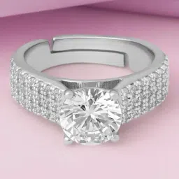 Zavya Solitaire Rhodium Plated 925 Sterling Silver Ring for Women-picture-12