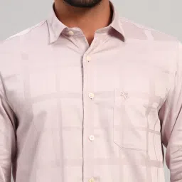 Cantabil Peach Cotton Regular Fit Checks Shirt image 5