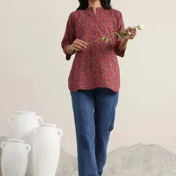 Libas Maroon Regular Fit Floral Print Kurtis image 5