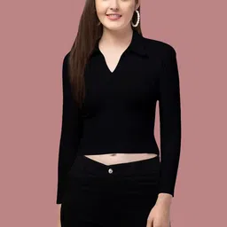 Maheshvi Women Solid V-Neck Fitted Crop Top-picture-16