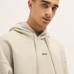 The Bear House Beige Relaxed Fit Hoodie image 5