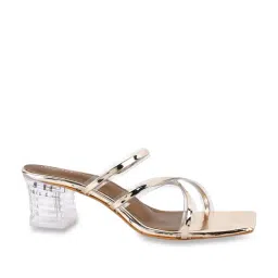 The White Pole Women's Golden Casual Sandals image 2