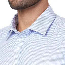 Park Avenue Blue Slim Fit Checks Shirt image 5