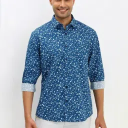 Allen Solly Blue Cotton Slim Fit Floral Print Shirt-picture-26