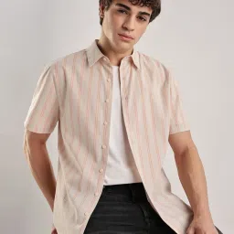 Calvin Klein Moonbeam Striped Regular Fit Poplin Woven Shirt image 5