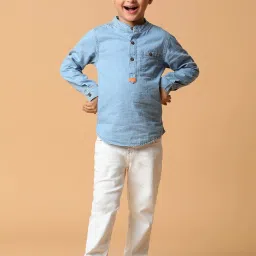 Tales & Stories Kids Blue Cotton Regular Fit Full Sleeves Shirt image 5
