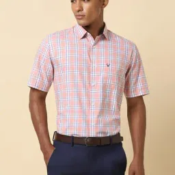 Allen Solly Pink Cotton Slim Fit Checks Shirt-image-96