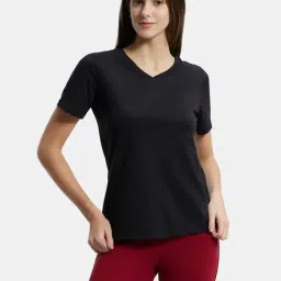Jockey AW89 Women's Super Combed Cotton Rich Fabric Relaxed Fit V-Neck Half Sleeve T-Shirt-picture-32
