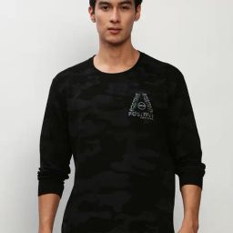 showoffff SHOWOFF Black Slim Fit Camouflage Sweatshirt-picture-49