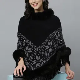 showoffff SHOWOFF Black Embellished Poncho-picture-10