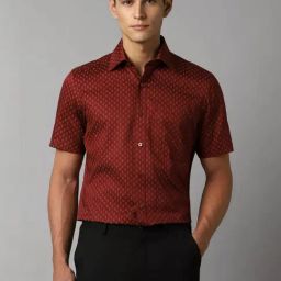Louis Philippe Maroon Cotton Regular Fit Printed Shirt-picture-2
