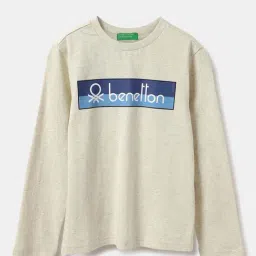 United Colors of Benetton Kids Grey Cotton Printed Full Sleeves T-Shirt-image-6