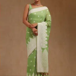 Soch Light Green Woven Design Saree With Unstitched Blouse-image-94