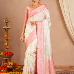 Saree Mall Off White Cotton Self Saree with Blouse Piece-picture-17