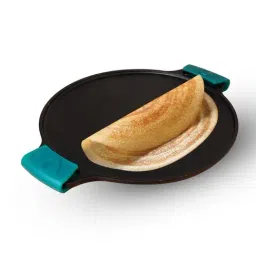 The Indus Valley Black Pre-seasoned Cast Iron Tawa with Double Handle Silicone Grip (11.8 Inch)-image-79