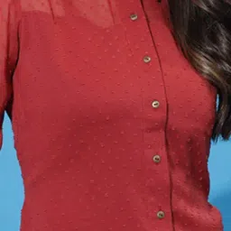 SELVIA Red Self Design Shirt image 5