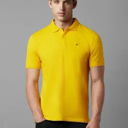 Louis Philippe Yellow Cotton Slim Fit Polo T-Shirt-image-9