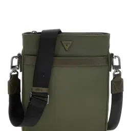 Guess Men Green Solid Polyamide Crossbody Bag-image-7