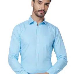 Park Avenue Petrol Blue Slim Fit Self Design Shirt-picture-11