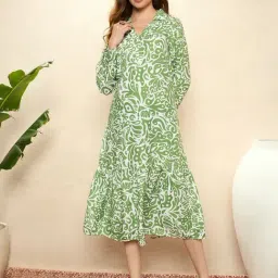 KASSUALLY Green Printed Shirt Dress-picture-17
