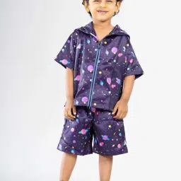 BAYA COUTURE Kids Blue Printed Regular Fit Top & Shorts-picture-10