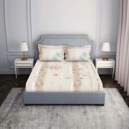 Spaces Essentials AW24 138 Beige Viscose 138 TC Double Bedsheet with 2 Pillow Covers-picture-49
