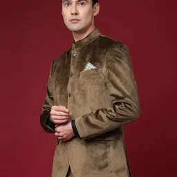 Rare Rabbit Olive Tailored Fit Solid Bandhgala image 3