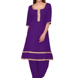 PATRORNA Purple Regular Fit Kurta-image-2