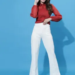 SELVIA Red Self Design Shirt image 4