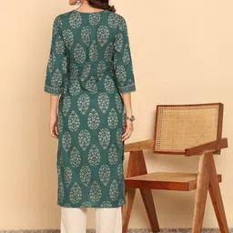 GULMEHAK Women Ethnic Motifs Printed Daily Cotton Straight Kurta image 3