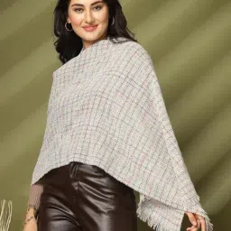 Mafadeny Blue Regular Fit Chequered Stole image 4