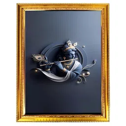 blinkart Grey & White Printed Lord Krishna Religious Wall Art-image-91