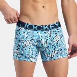 Jockey FP23 Navy Super Combed Cotton Elastane Stretch Printed Trunk image 3